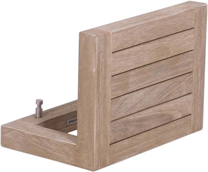 12" Light Gray Solid Wood Wall Mounted Floating Shelf With Hooks