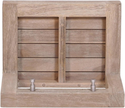 12" Light Gray Solid Wood Wall Mounted Floating Shelf With Hooks