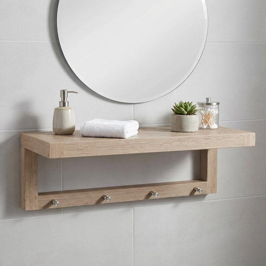 24" Brown Solid Wood Wall Mounted Floating Shelf HomeRoots