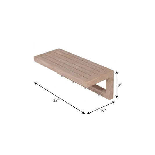 24" Light Gray Solid Wood Wall Mounted Floating Shelf With Hooks