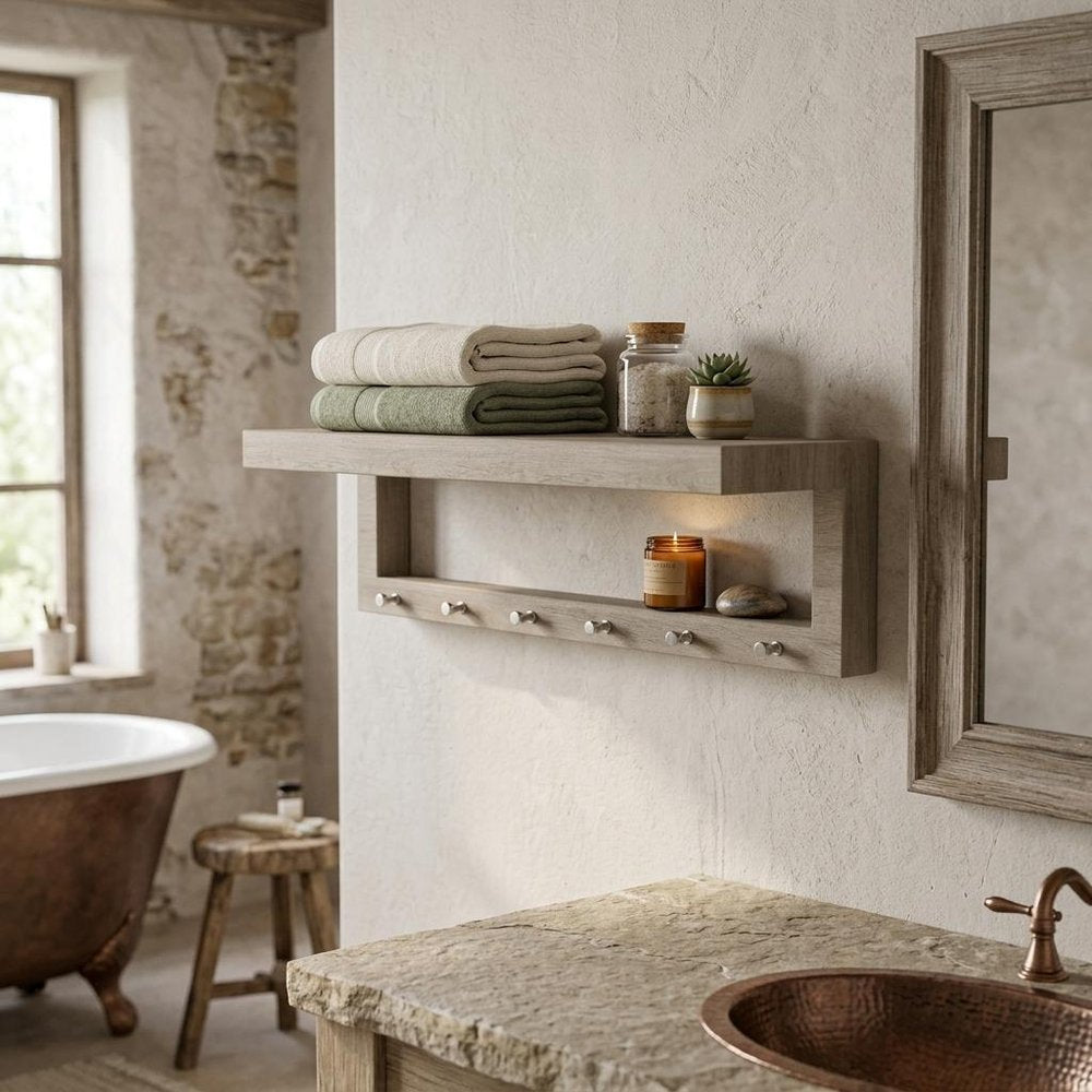 24" Brown Solid Wood Wall Mounted Floating Shelf HomeRoots
