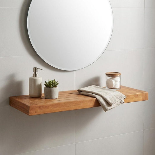 24" Brown Solid Wood Wall Mounted Floating Shelf HomeRoots