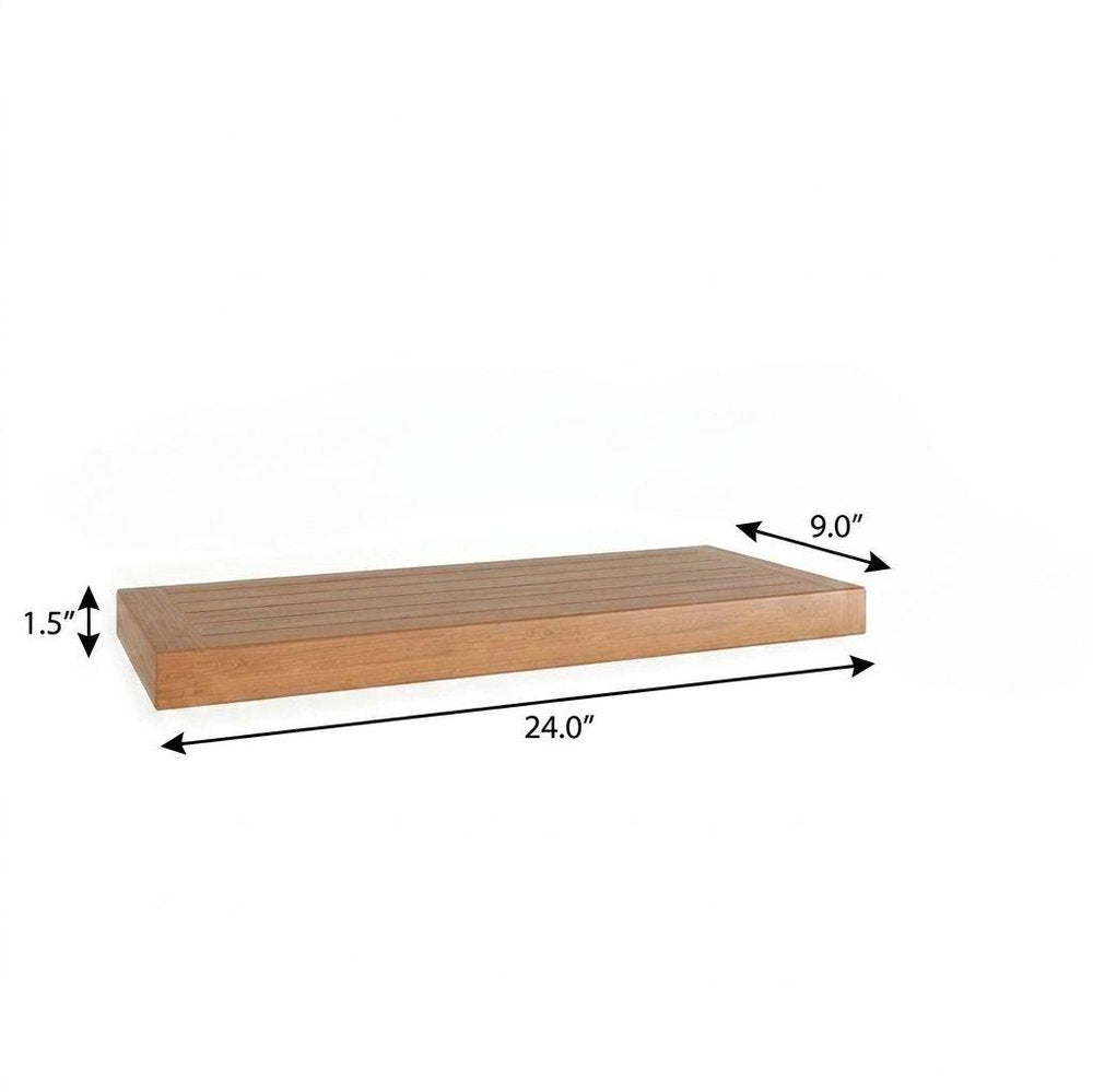 24" Brown Solid Wood Wall Mounted Floating Shelf — view 6