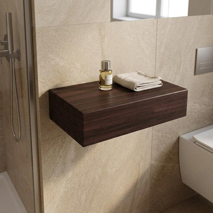 12" Espresso Solid Wood Wall Mounted Floating Shelf HomeRoots