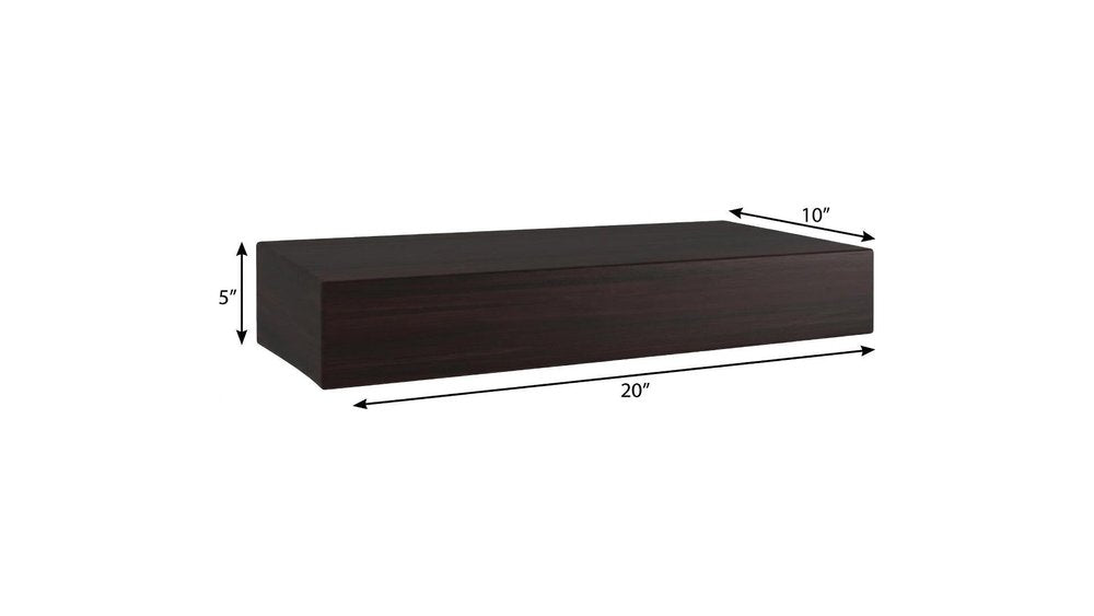 12" Espresso Solid Wood Wall Mounted Floating Shelf — view 6