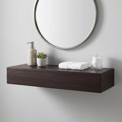 12" Espresso Solid Wood Wall Mounted Floating Shelf
