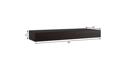 12" Espresso Solid Wood Wall Mounted Floating Shelf