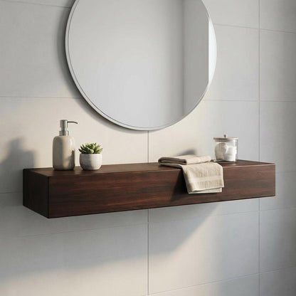 12" Espresso Solid Wood Wall Mounted Floating Shelf HomeRoots