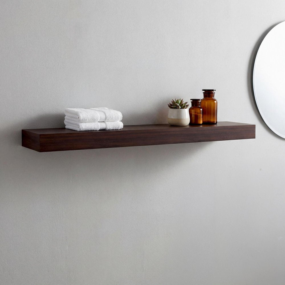 12" Espresso Solid Wood Wall Mounted Floating Shelf — view 25