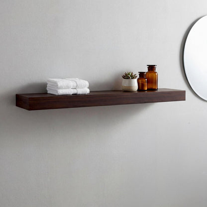 12" Espresso Solid Wood Wall Mounted Floating Shelf HomeRoots