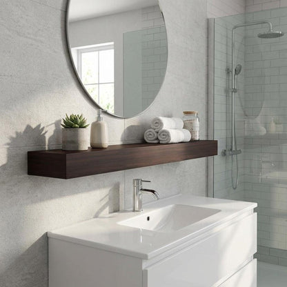 12" Espresso Solid Wood Wall Mounted Floating Shelf HomeRoots