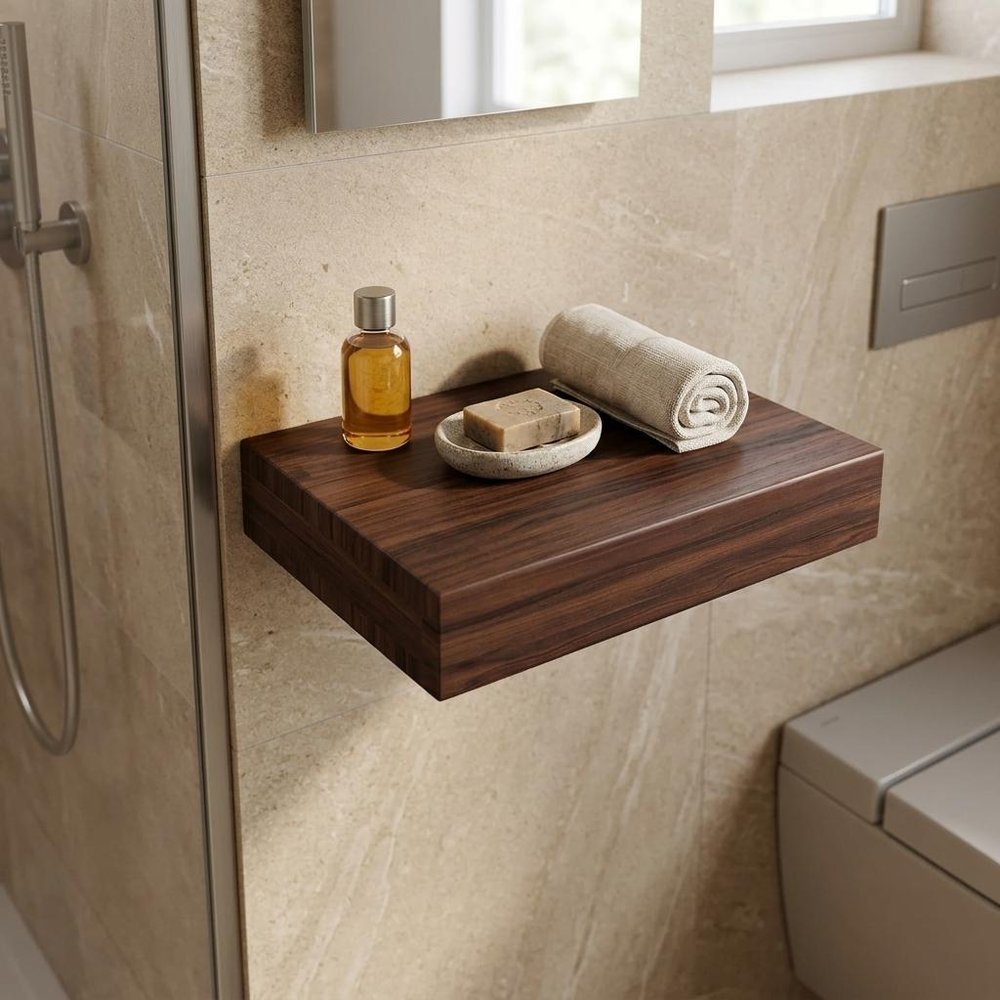 12" Espresso Solid Wood Wall Mounted Floating Shelf — view 1