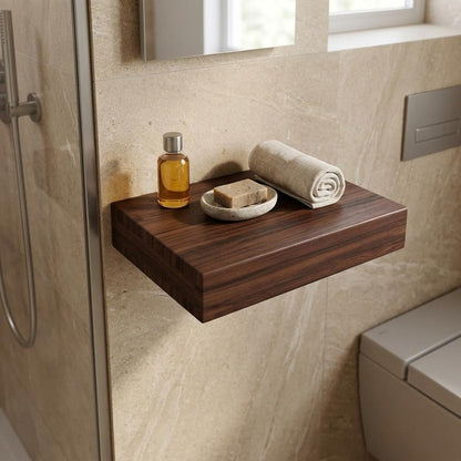 12" Espresso Solid Wood Wall Mounted Floating Shelf