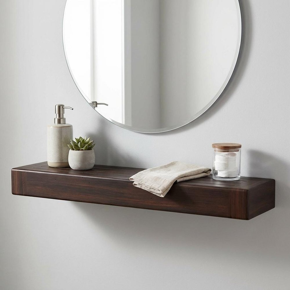 12" Espresso Solid Wood Wall Mounted Floating Shelf — view 12