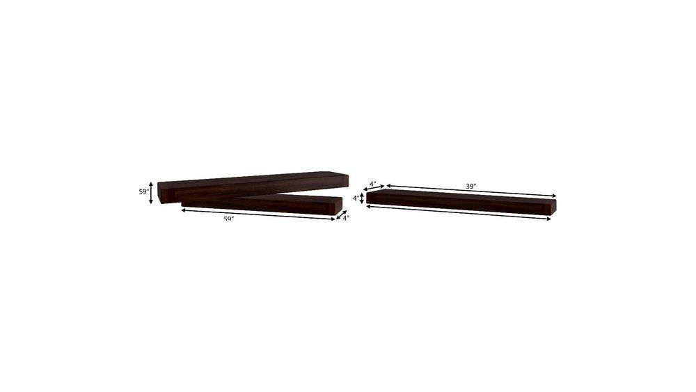 12" Espresso Solid Wood Wall Mounted Floating Shelf HomeRoots