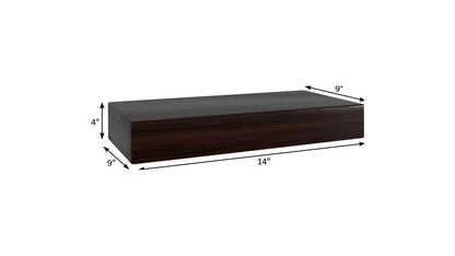 12" Espresso Solid Wood Wall Mounted Floating Shelf HomeRoots
