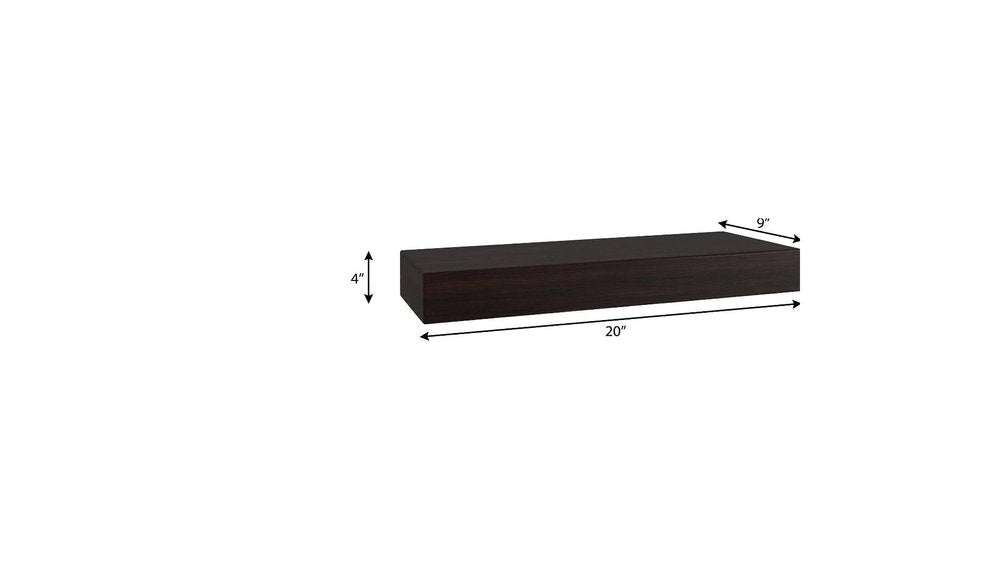 12" Espresso Solid Wood Wall Mounted Floating Shelf HomeRoots