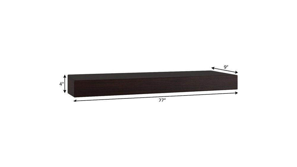 12" Espresso Solid Wood Wall Mounted Floating Shelf HomeRoots