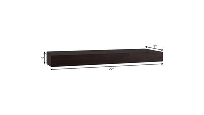 12" Espresso Solid Wood Wall Mounted Floating Shelf HomeRoots