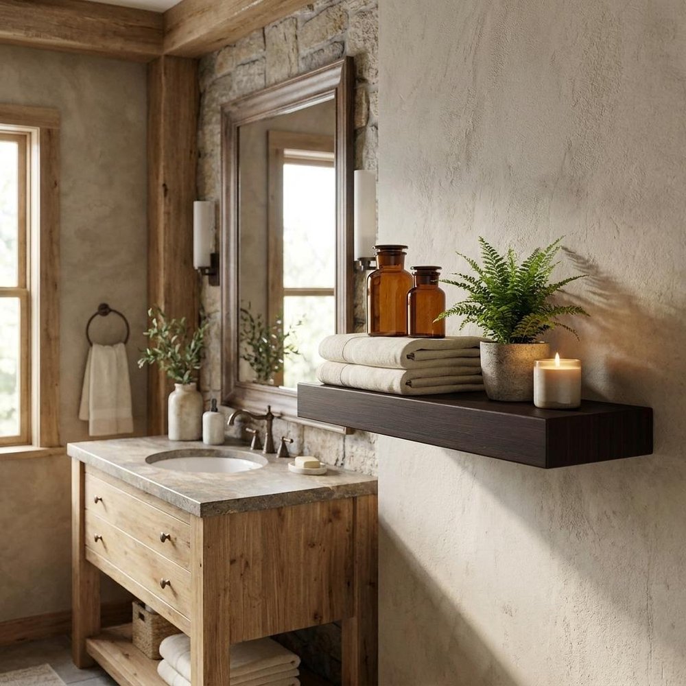 12" Espresso Solid Wood Wall Mounted Floating Shelf — view 11