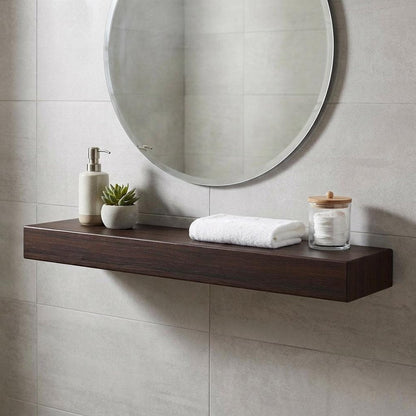 12" Espresso Solid Wood Wall Mounted Floating Shelf HomeRoots