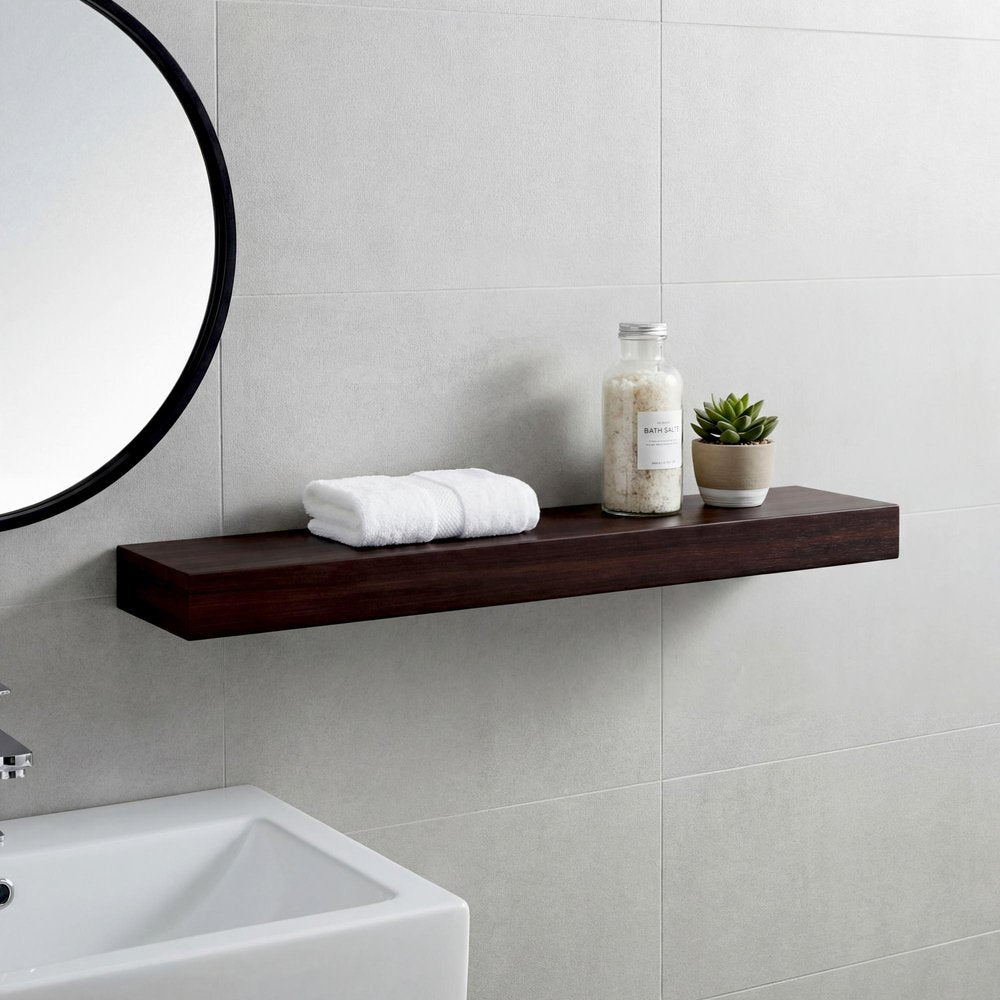 12" Espresso Solid Wood Wall Mounted Floating Shelf — view 19