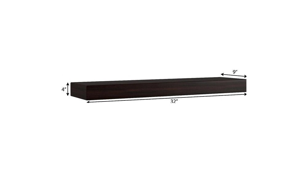 12" Espresso Solid Wood Wall Mounted Floating Shelf — view 20