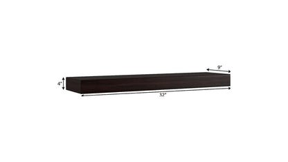 12" Espresso Solid Wood Wall Mounted Floating Shelf HomeRoots