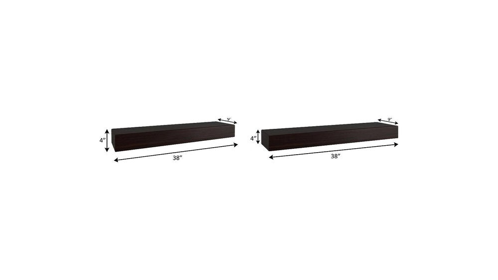 12" Espresso Solid Wood Wall Mounted Floating Shelf HomeRoots