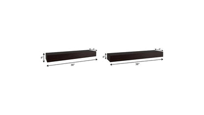 12" Espresso Solid Wood Wall Mounted Floating Shelf HomeRoots