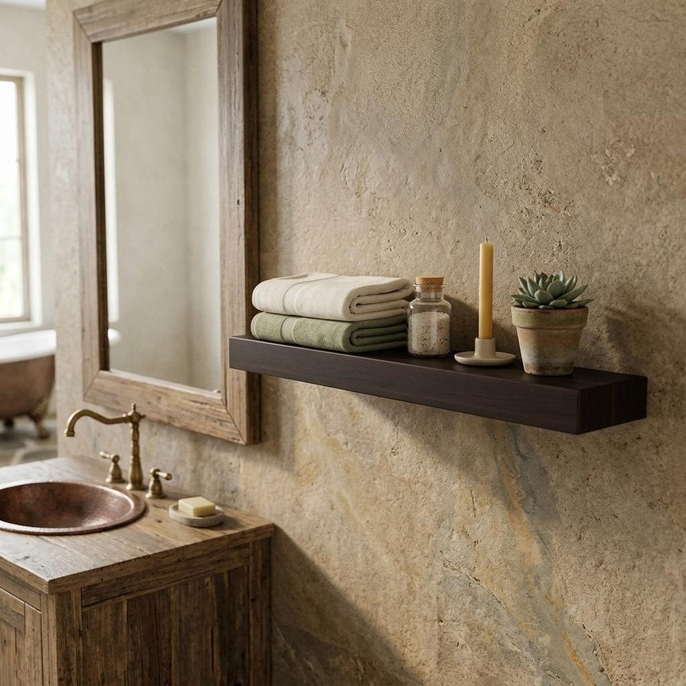 12" Espresso Solid Wood Wall Mounted Floating Shelf — view 21