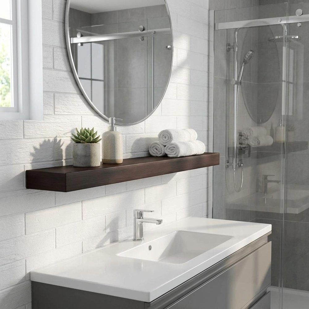 12" Espresso Solid Wood Wall Mounted Floating Shelf HomeRoots