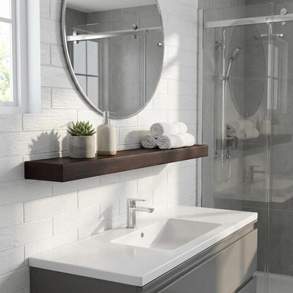 12" Espresso Solid Wood Wall Mounted Floating Shelf HomeRoots