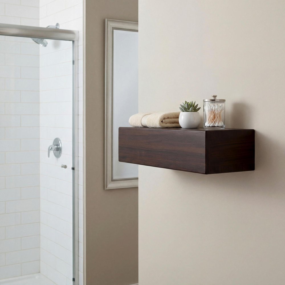 24" Espresso Solid Wood Wall Mounted Floating Shelf — view 2