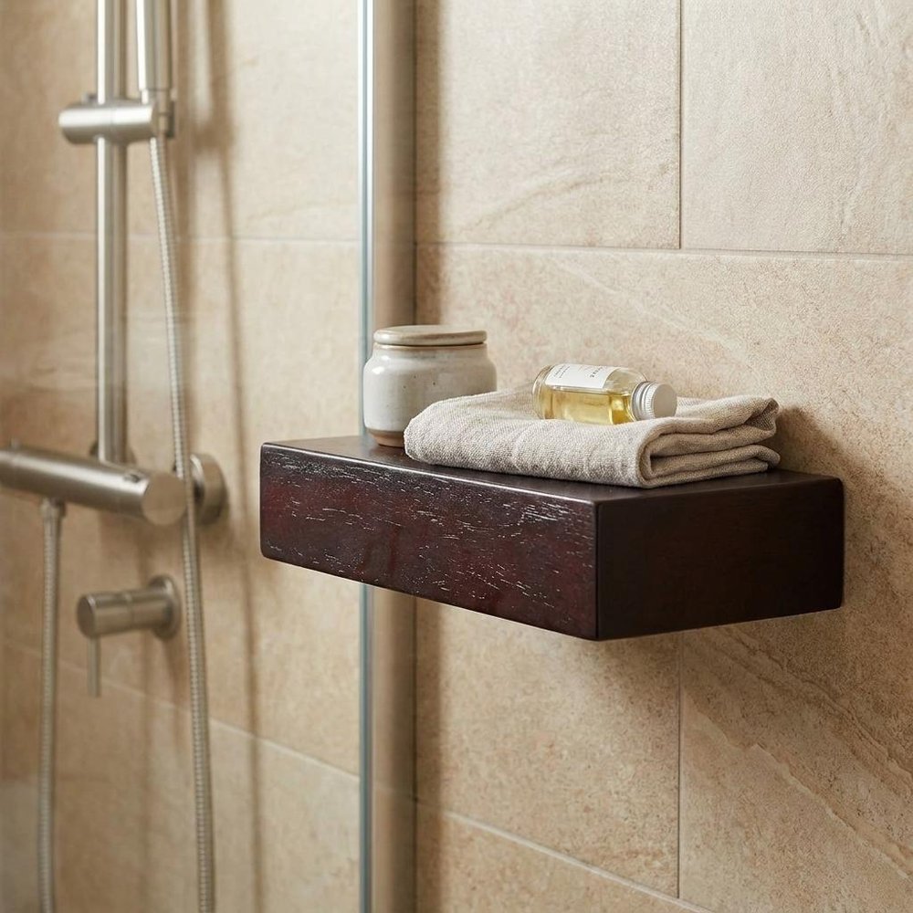 24" Espresso Solid Wood Wall Mounted Floating Shelf