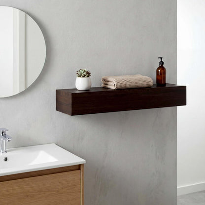 12" Espresso Solid Wood Wall Mounted Floating Shelf HomeRoots