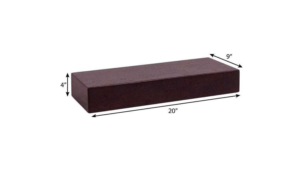 12" Espresso Solid Wood Wall Mounted Floating Shelf HomeRoots