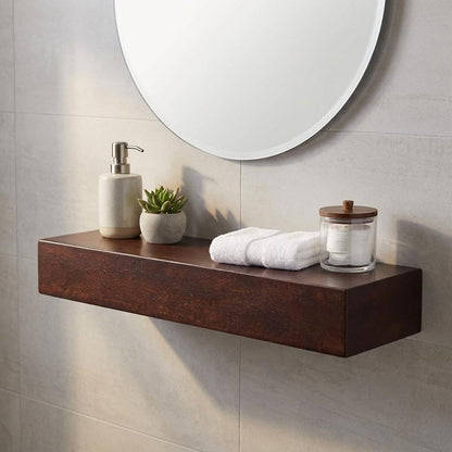 24" Espresso Solid Wood Wall Mounted Floating Shelf