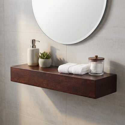 12" Espresso Solid Wood Wall Mounted Floating Shelf HomeRoots