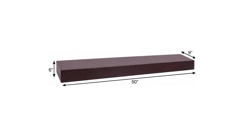 12" Espresso Solid Wood Wall Mounted Floating Shelf HomeRoots