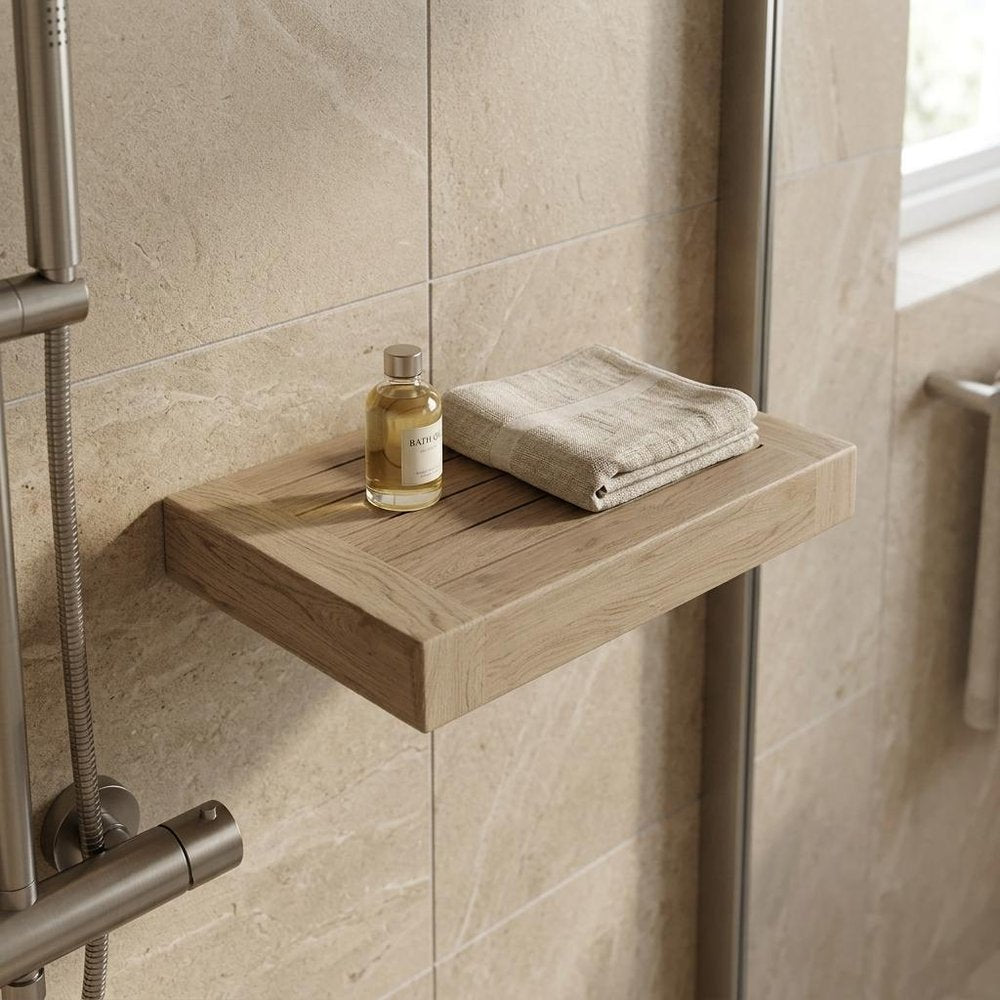 12" Brown Solid Wood Wall Mounted Floating Shelf — view 1