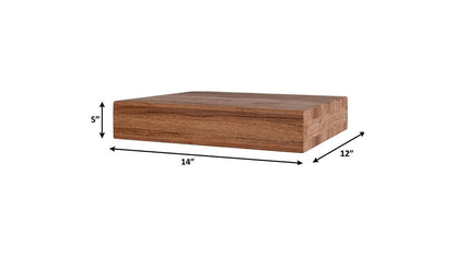 12" Brown Solid Wood Wall Mounted Floating Shelf