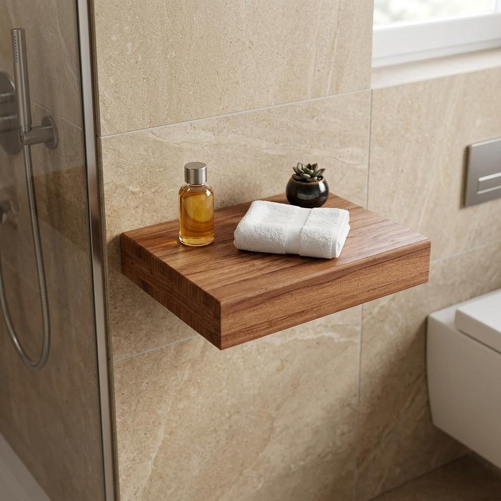 12" Brown Solid Wood Wall Mounted Floating Shelf HomeRoots