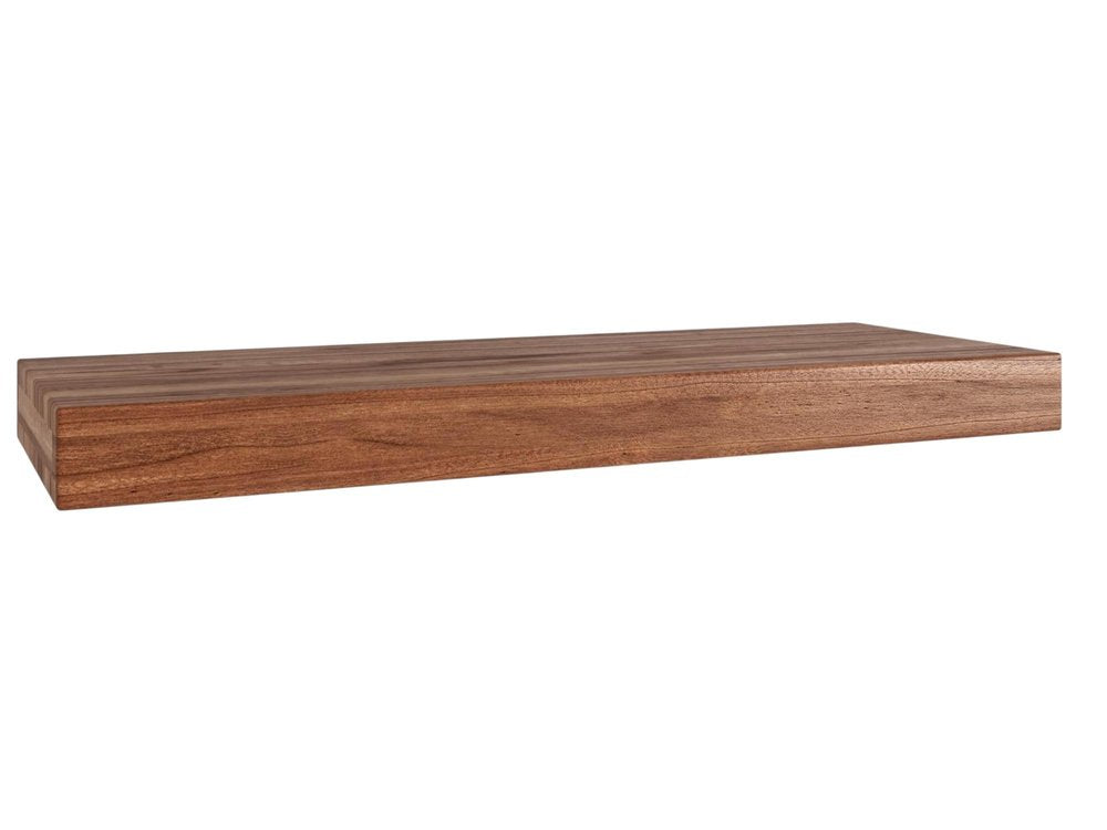 12" Brown Solid Wood Wall Mounted Floating Shelf