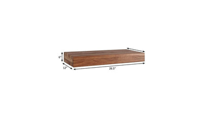 12" Brown Solid Wood Wall Mounted Floating Shelf