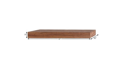 12" Brown Solid Wood Wall Mounted Floating Shelf