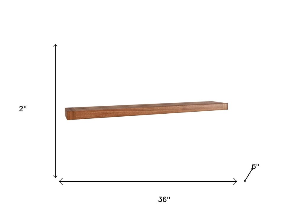 36" Brown Solid Wood Wall Mounted Floating Shelf — view 8