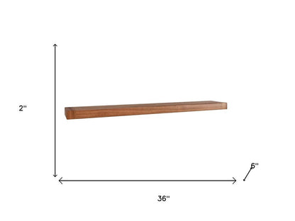 36" Brown Solid Wood Wall Mounted Floating Shelf