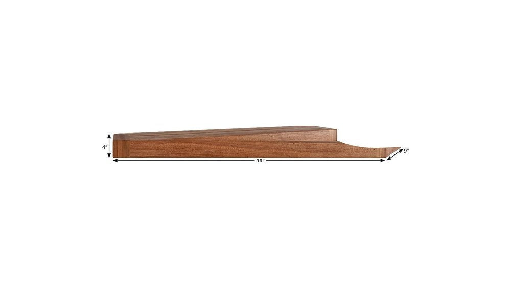 36" Brown Solid Wood Wall Mounted Floating Shelf HomeRoots
