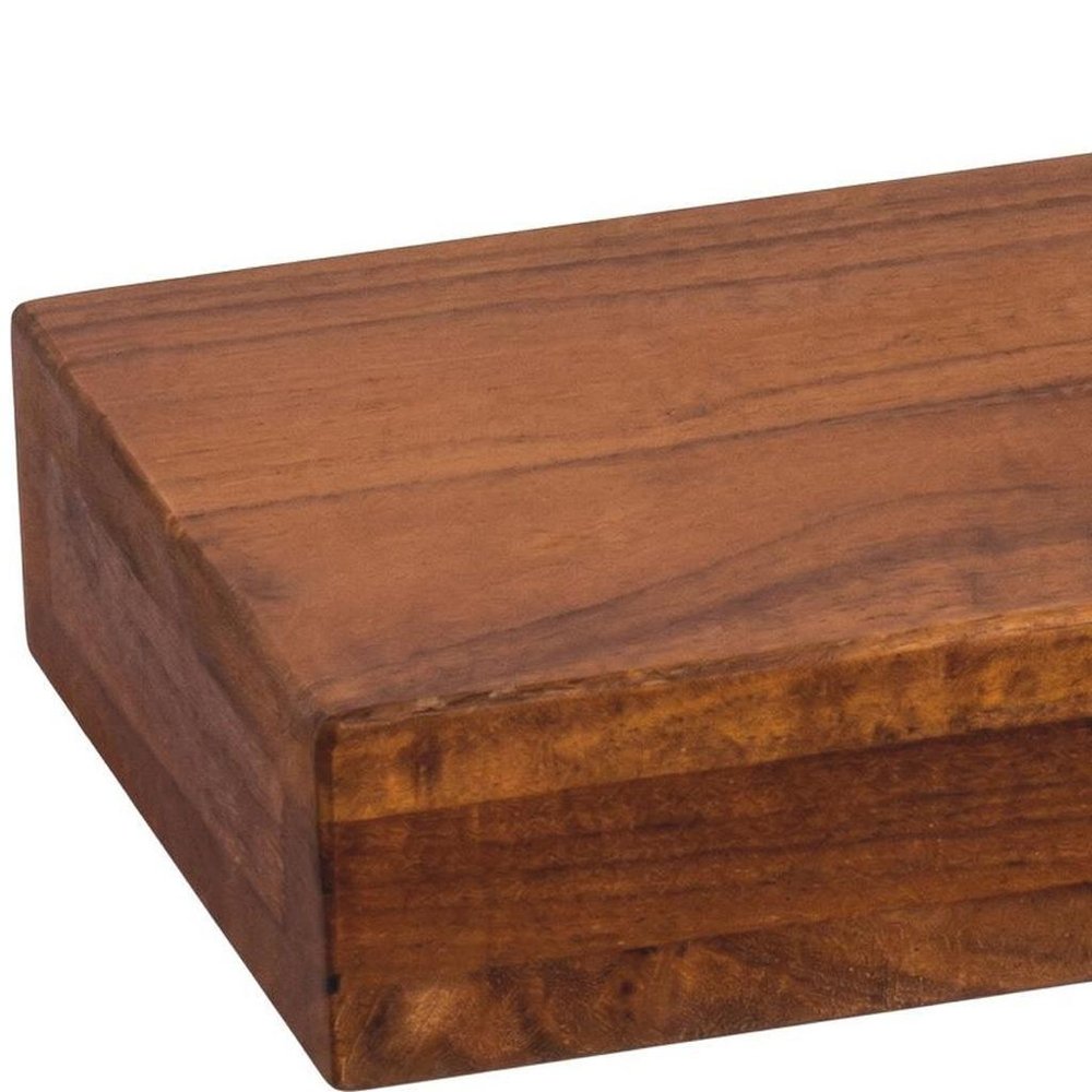 12" Brown Solid Wood Wall Mounted Floating Shelf HomeRoots
